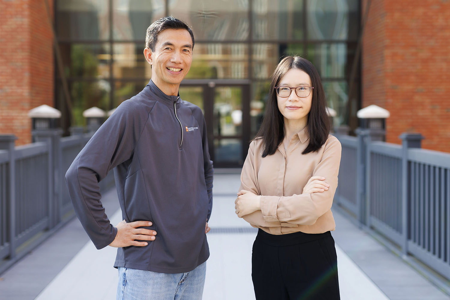 Xueping Li, Professor and Dan Doulet Faculty Fellow in Industrial and Systems Engineering; and Bing Yao, Dan Doulet Early Career Assistant Professor, Industrial and Systems Engineering; have a group portrait madefor a story about the Tickle College of Engineering and UT Medical Center (UTMC) collaborating on Artificial Intelligence (AI) Cancer Screening research.