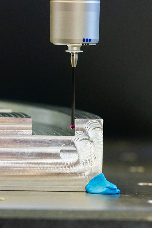 A detail photo of a Zeiss machine evaluating UT’s top left quadrant of the SEC logo during the inaugural SEC Machining Competition held at the University of Tennessee’s new Manufacturing and Design Enterprise in Hardin Valley, Tennessee.
