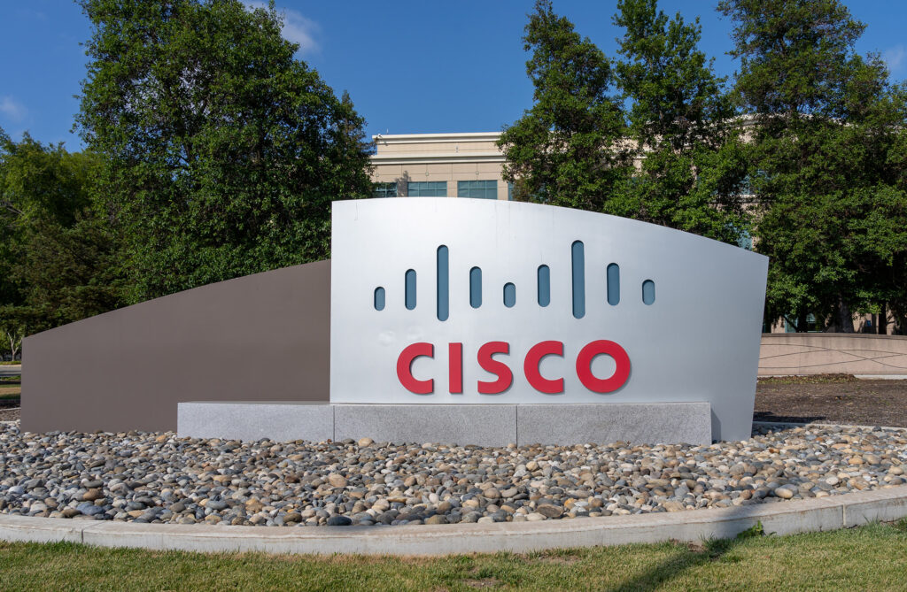 Cisco sign at its headquarters in San Jose, California, USA. Photo by JHVEPhoto through Adobe Stock Photos.