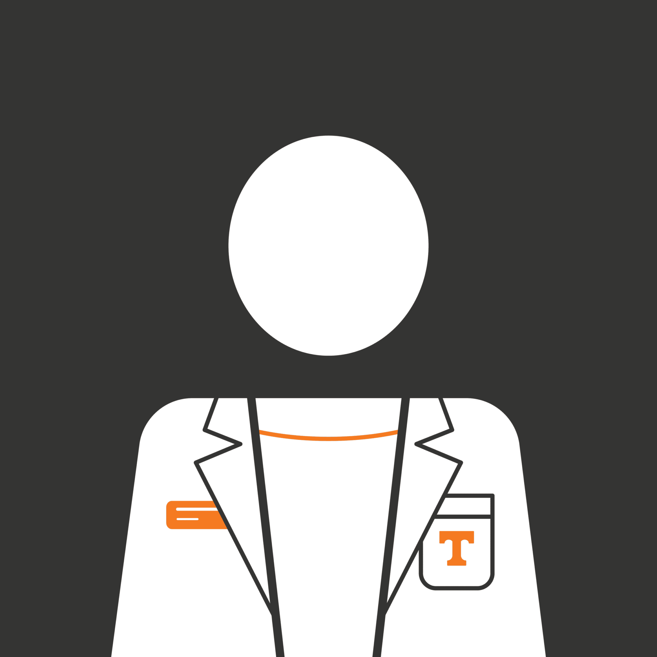 Computer illustration of a human wearing a lab coat with a power T the pocket.