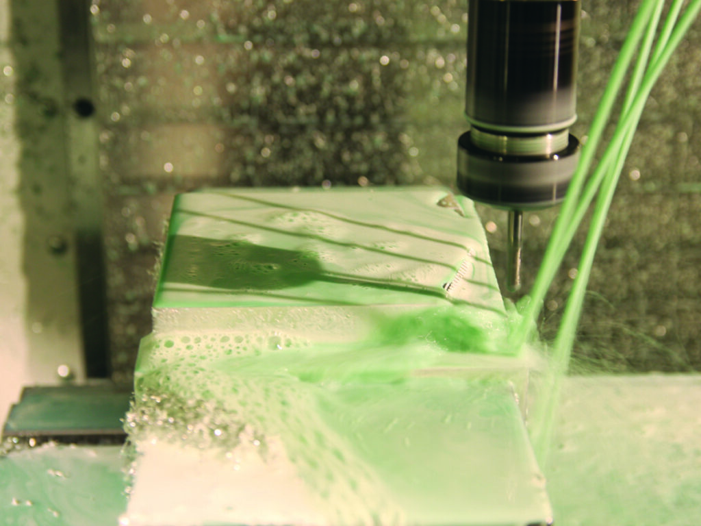 The Fab Lab's vertical mill in action. Used in College of Architecture and Design's Fab Lab piece.