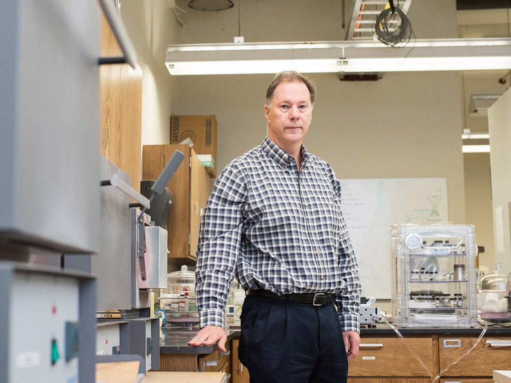 Jerry and Kay Henry Endowed Professor of Materials Science and Engineering David Mandrus stands in his laboratory at the University of Tennessee.