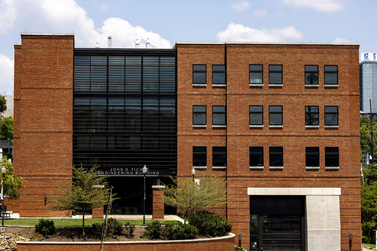 An exterior shot of John D. Tickle Engineering Building at the University of Tennessee.