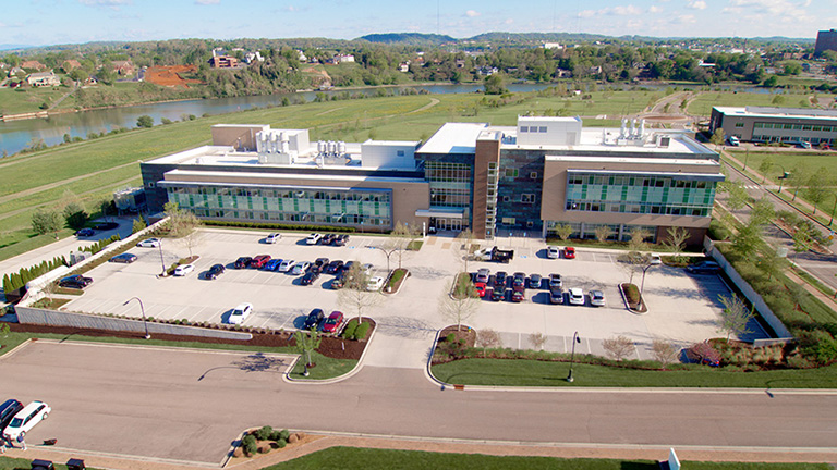 Birds-eye view of the Institute for Advanced Materials and Manufacturing building.
