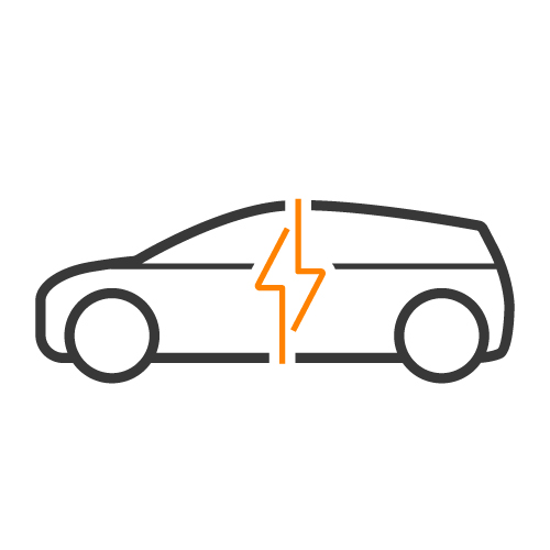 Illustration of a vehicle with an orange lightning bolt in the center.
