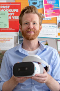 Joe Strong with his VR headset.