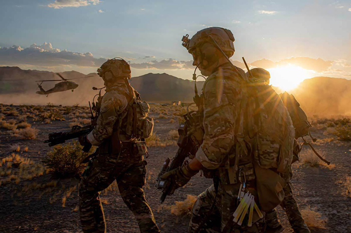Green Berets assigned to 3rd Special Forces Group (Airborne) during a training event near Nellis Air Force Base, Nevada, in August 2019. (Sgt. Steven Lewis/US Army)