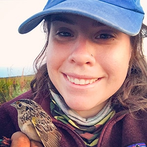 Brittany Panos with Grasshopper Sparrow