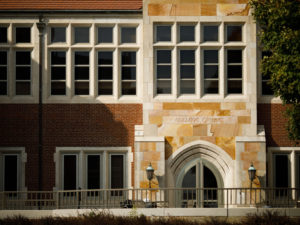 Front entrance of the UT College of Law building.