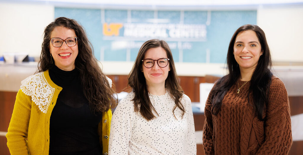 Assistant Professor Patricia Roberson of Nursing, Assistant Professor Lindsey Burcham of Microbiology, and Assistant Professor Ivis Chaple Gore of Nuclear Engineering at UT Medical Center.