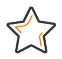 A computer generated star with orange accents.