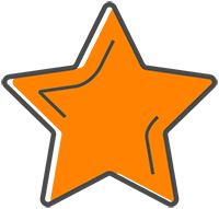 Computer illustrated orange star with Smokey gray accents.
