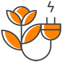 Icon of an orange plant with a plug-in growing from its root.