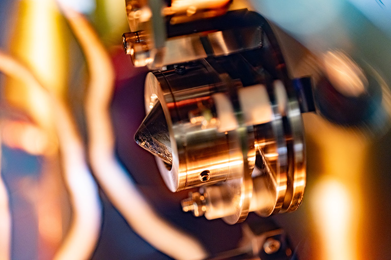Close view of equipment at the Ion Beam Materials Lab.