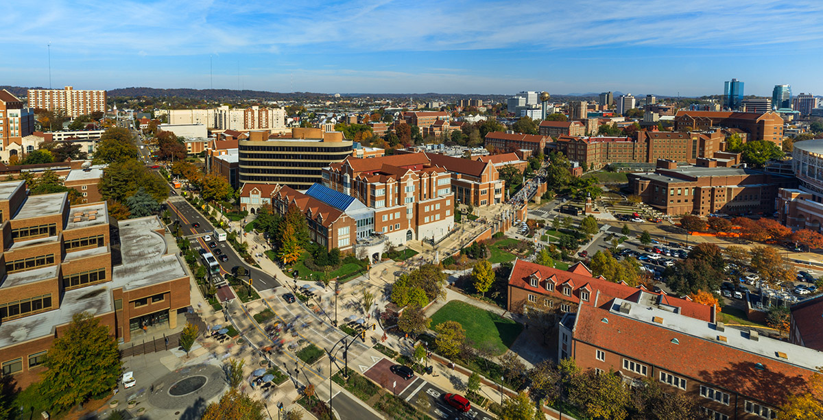 An overview of the University of Tennessee Knoxville campus.
