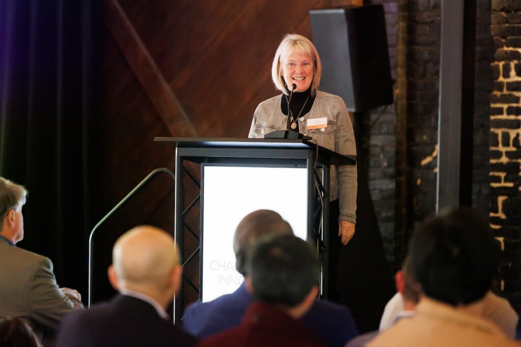 Deborah Crawford, Vice Chancellor for Research, speaking at a University of Tennessee event