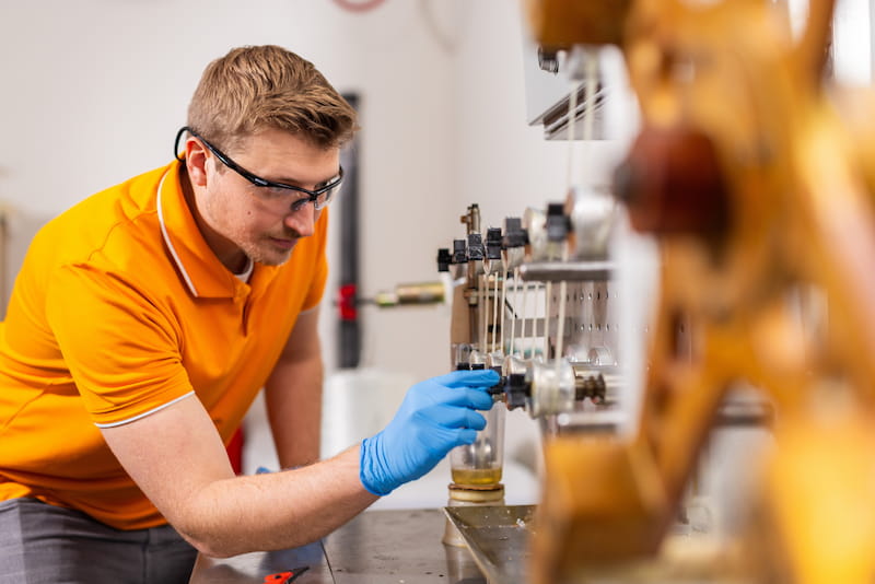 Composite filament winding equipment in materials manufacturing laboratory
